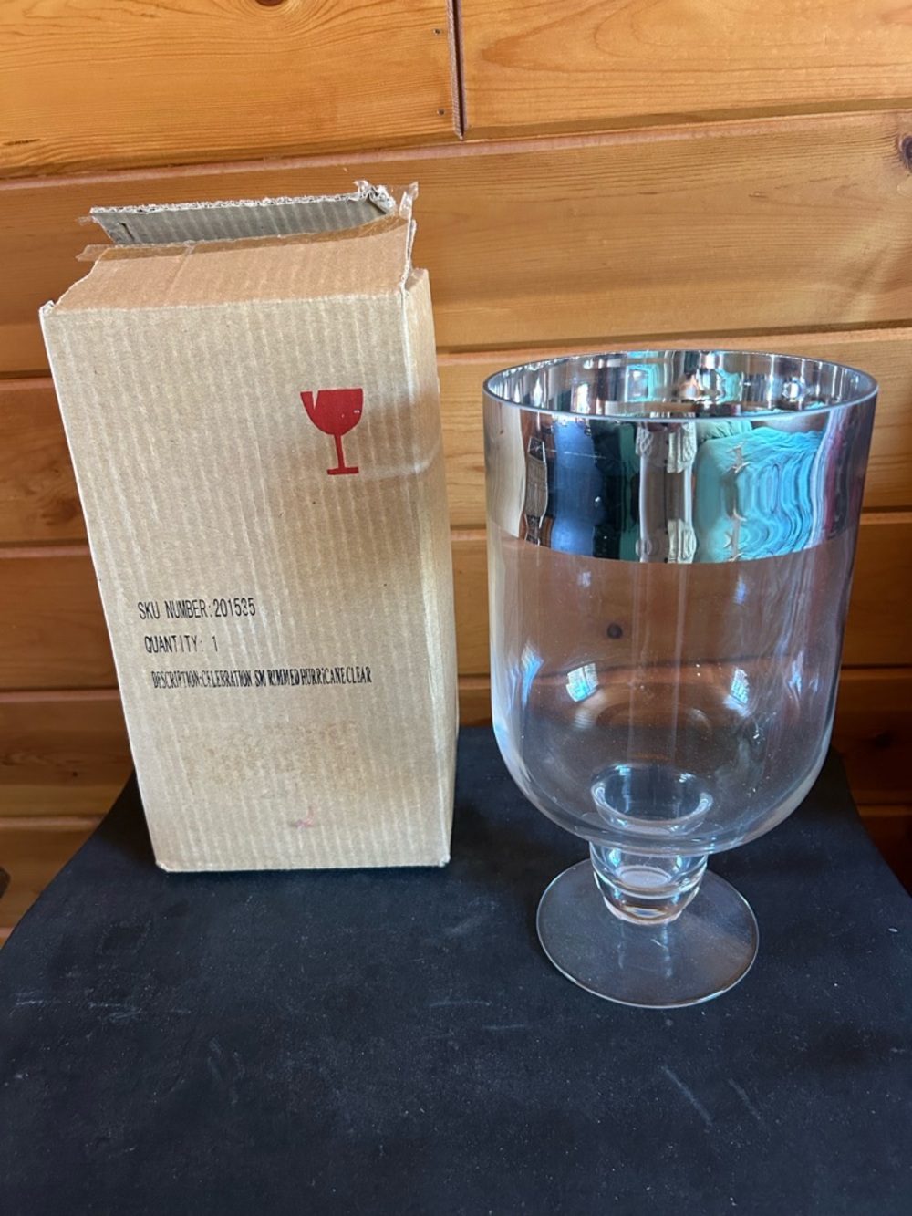 TAG Silver-Rimmed Glass Hurricane